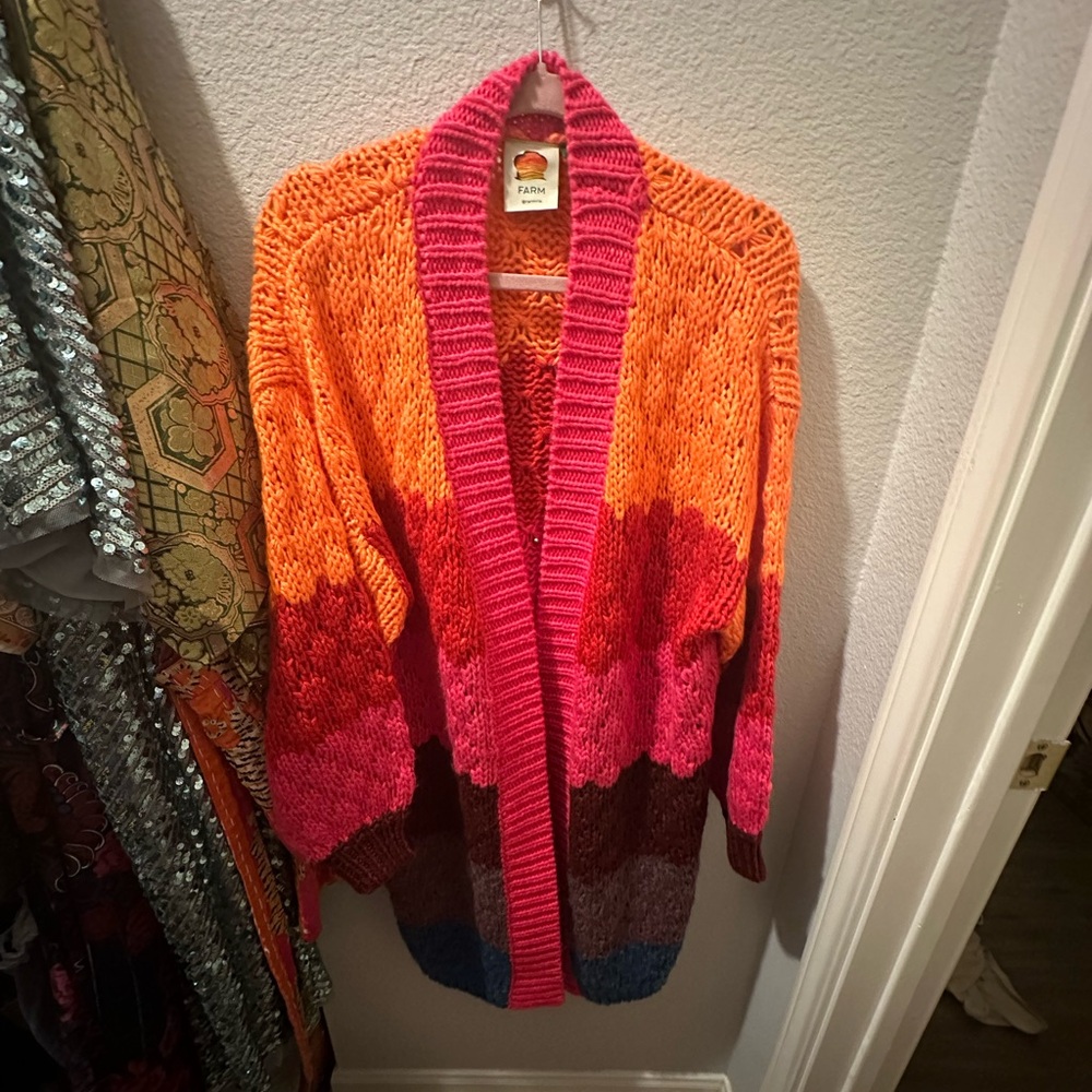 NWOT Farm Rio rainbow cardigan size medium